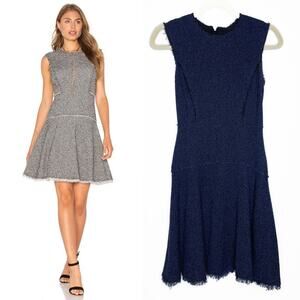 Rebecca Taylor Stretch Tweed Navy Combo Sleeveless Mini Sheath Dress 0